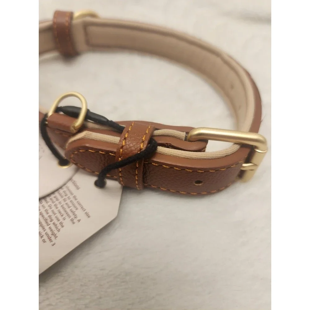 Dog Collar Solpaw Brand Brown Leather 13-17 Inch Adjustable S/M